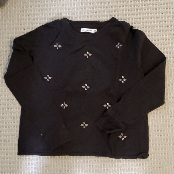 Zara Knit Woman's Long Sleeve Dark Gray Sweater